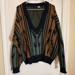 Vintage Western Deep V-Neck Sweater